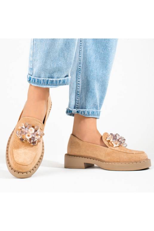 smėlio spalvos  iš zomšos mokasinai Potocki