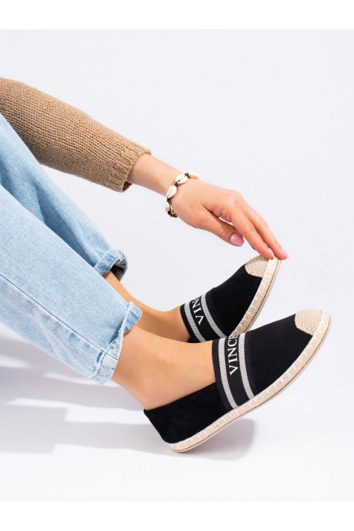 iš zomšos espadrilės  juodos spalvos Vinceza