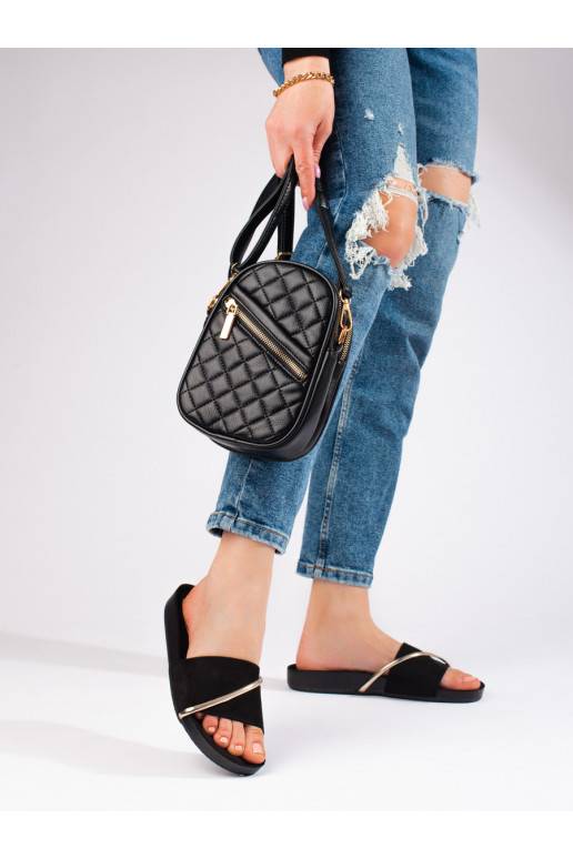 juodos spalvos Šlepetės  ze  ozdobą Shelovet