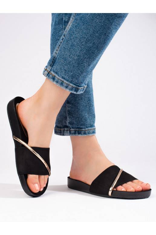 juodos spalvos Šlepetės  ze  ozdobą Shelovet