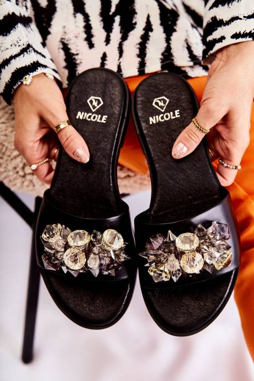 Juodos spalvos šlepetės Nicole su...
