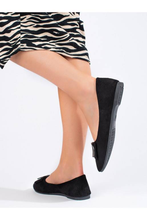 juodos spalvos  balerinos iš zomšos su sagtimis Shelovet