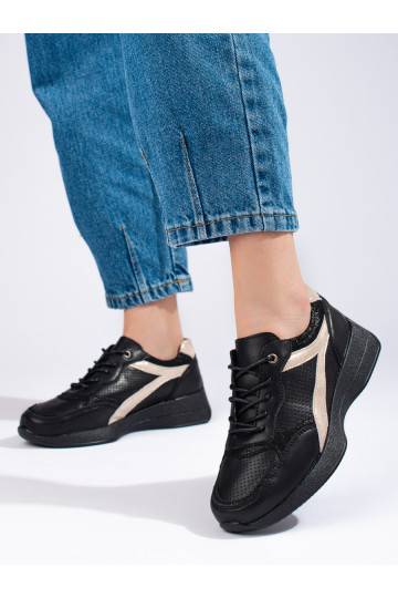 juodos spalvos Sneakers batai modelio batai su platforma Shelovet