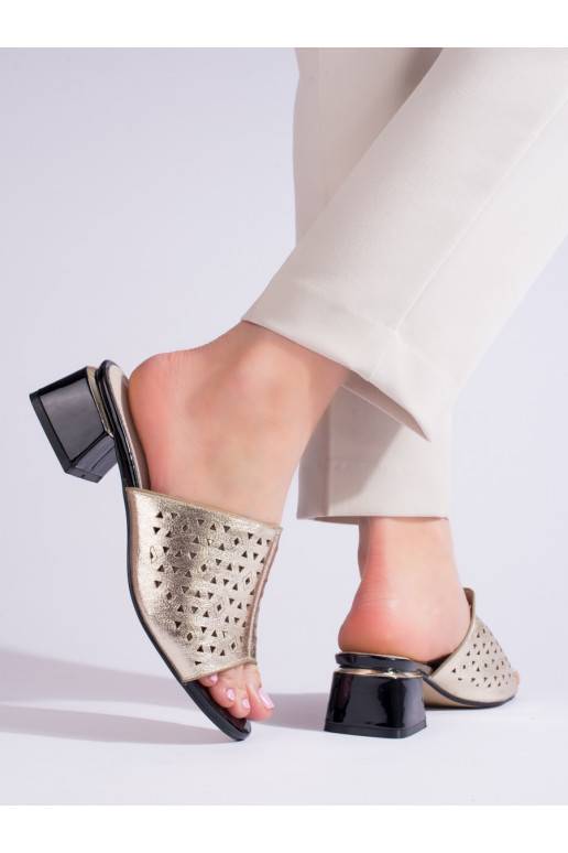 aukso spalvos  Šlepetės   žemu kulnu Shelovet