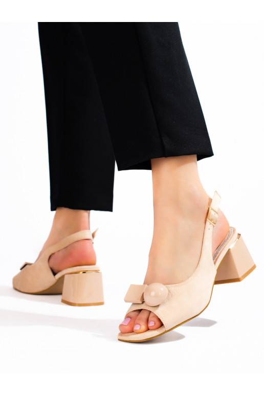 basutės iš zomšos žemu kulniuku smėlio spalvos Shelovet