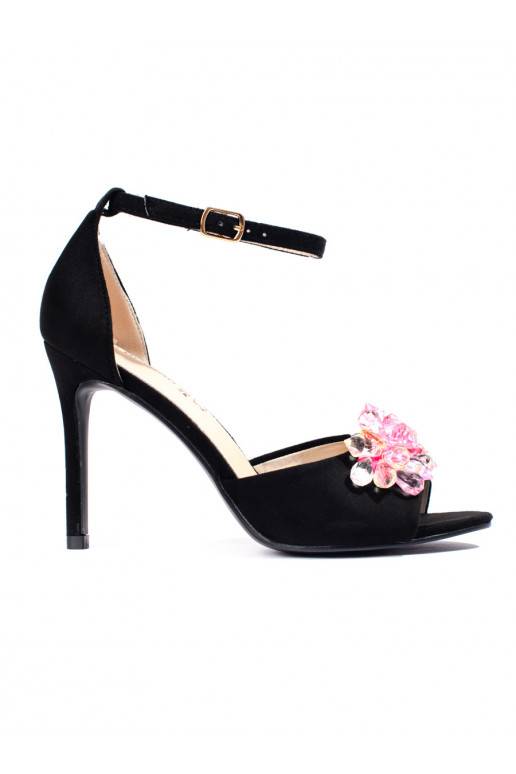 juodos spalvos sandalai su aukštu kulnu Shelovet