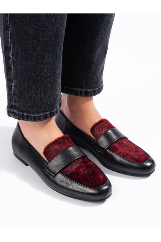 moteriški pusbačiai su kailiuku Shelovet juodos bordinės spalvos