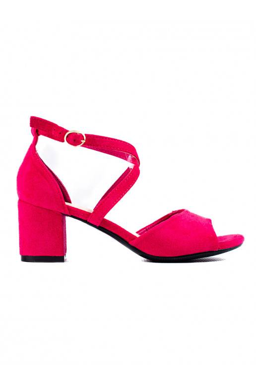 iš zomšos sandalai ant kulno rožinės spalvos Potocki