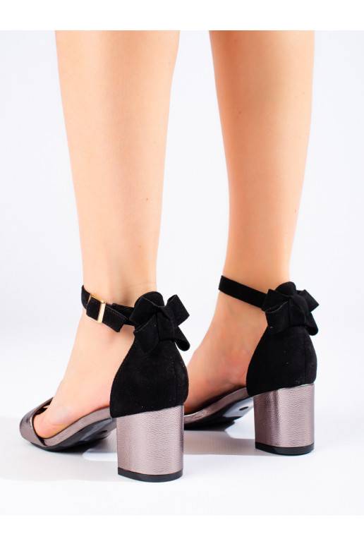 basutės ant kulno juodos- su kaspinėliu Potocki