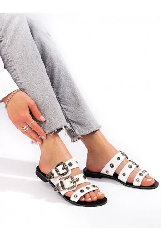 Madingos moteriškos šlepetės  Shelovet baltos spalvos