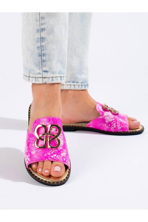  rožinės spalvos Šlepetės  su aukso spalvos detalėmis Shelovet