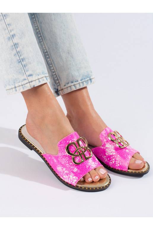  rožinės spalvos Šlepetės  su aukso spalvos detalėmis Shelovet