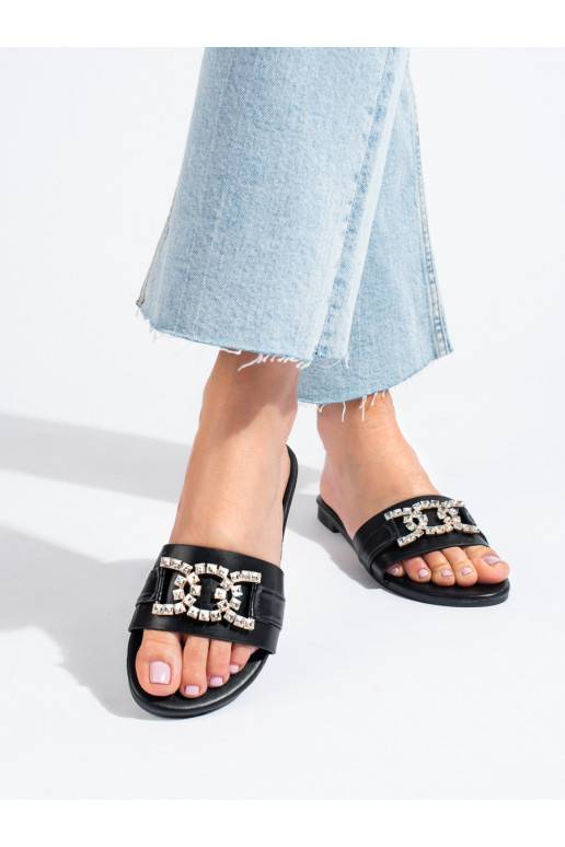  juodos spalvos Šlepetės  z elegancką klamrą Shelovet