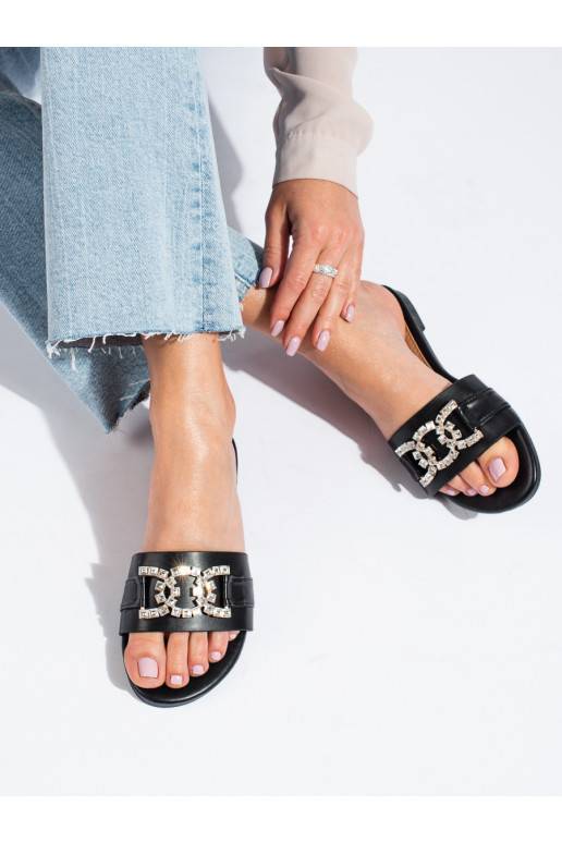  juodos spalvos Šlepetės  z elegancką klamrą Shelovet