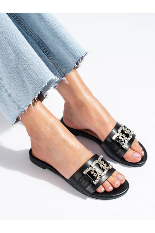  juodos spalvos Šlepetės  z elegancką klamrą Shelovet