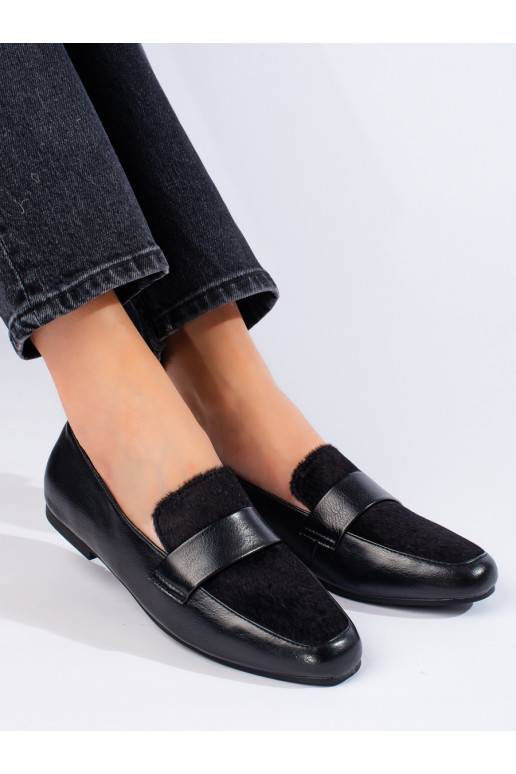 Juodos spalvos moteriški pusbačiai su kailiuku Shelovet