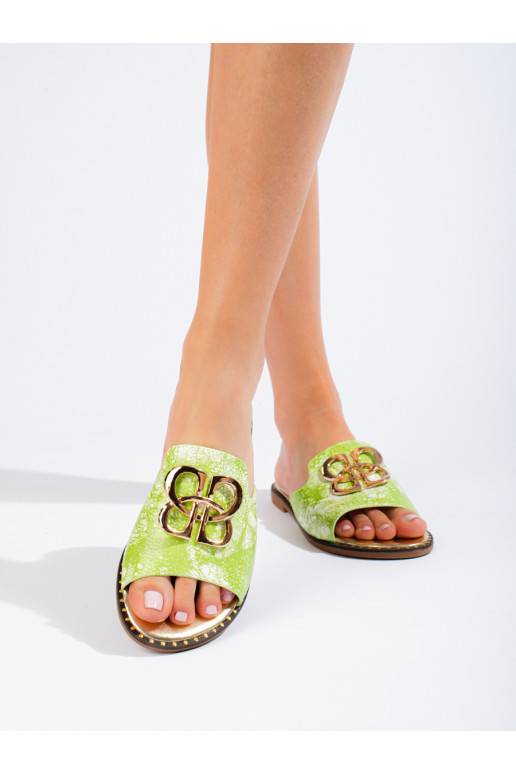  žalios spalvos Šlepetės  su aukso spalvos detalėmis Shelovet