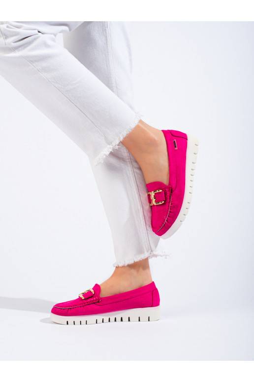 Mokasinai iš zomšos su masyviu kulnu rožinės spalvos Shelovet Mokasinai iš zomšos su masyviu kulnu rožinės spalvos Shelovet