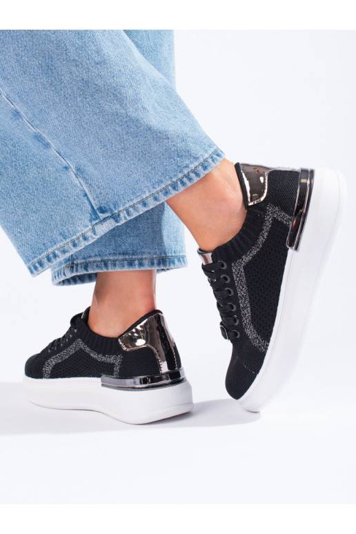 tekstiliniai batai su platforma Shelovet juodos spalvos