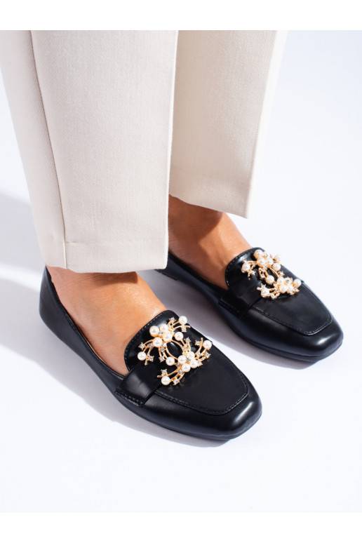 Juodos spalvos  mokasinai su aukso spalvos detalėmis Shelovet