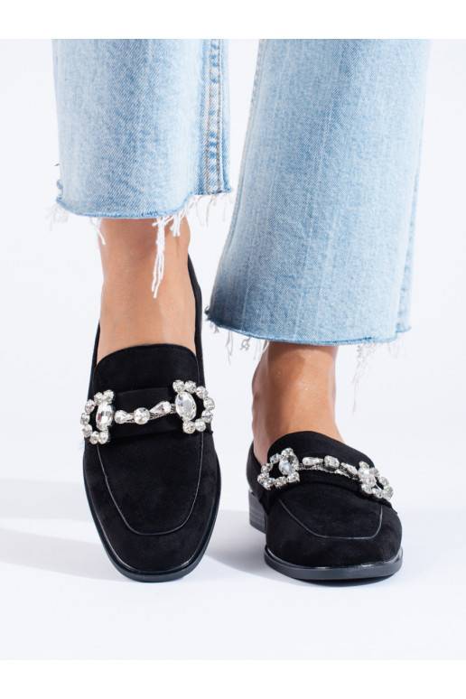 Juodos spalvos mokasinai iš zomšos su sagtimis Shelovet