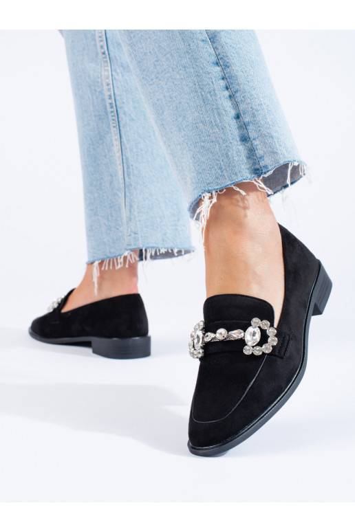 Juodos spalvos mokasinai iš zomšos su sagtimis Shelovet