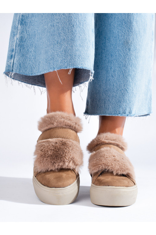 smėlio spalvos iš zomšos batai su kailiuku Shelovet