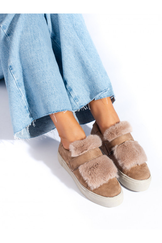 smėlio spalvos iš zomšos batai su kailiuku Shelovet