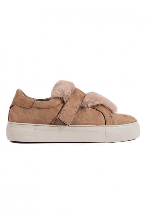 smėlio spalvos iš zomšos batai su kailiuku Shelovet