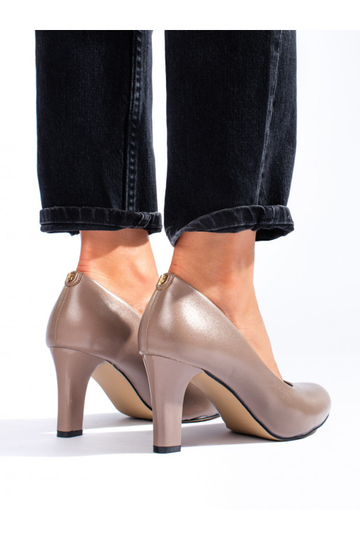  tamsios smėlio spalvos aukštakulniai ant kulno Shelovet