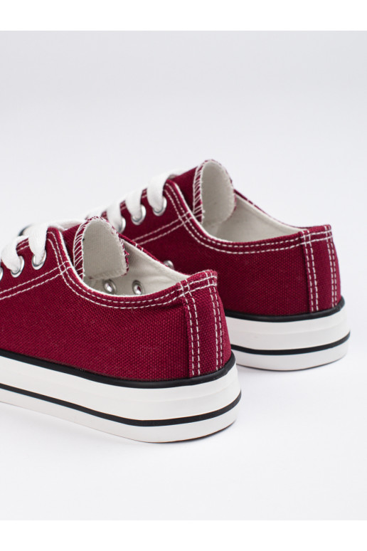 bordo spalvos młodzieżowe batai su raištukais Shelovet