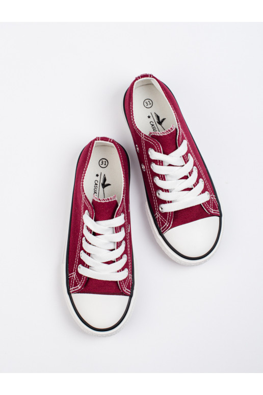 bordo spalvos młodzieżowe batai su raištukais Shelovet