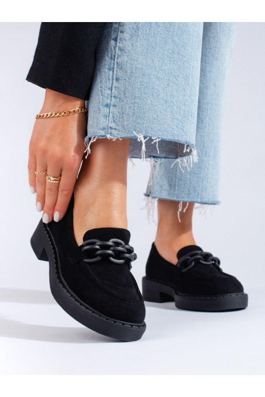 Moteriški mokasinai Potocki iš zomšos juodos spalvos Moteriški mokasinai Potocki iš zomšos juodos spalvos