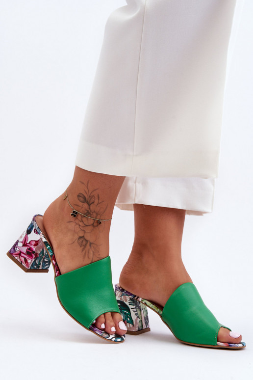 Žalios spalvos odinės šlepetės Shoes...