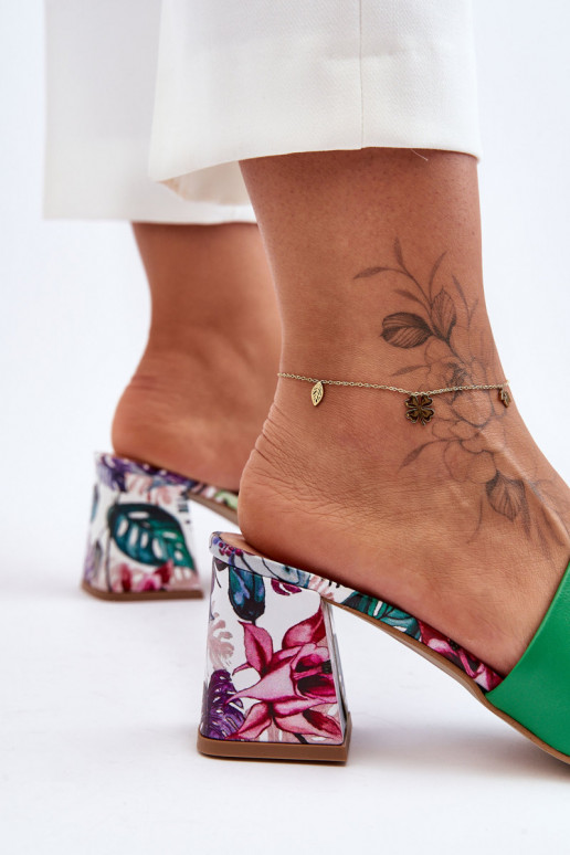 Žalios spalvos odinės šlepetės Shoes...