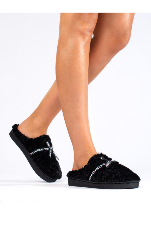 šilti juodos spalvos moteriškos šlepetės Shelovet