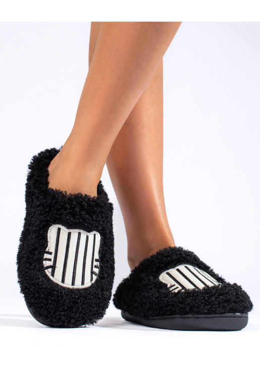  juodos spalvos futrzane kapcie Shelovet