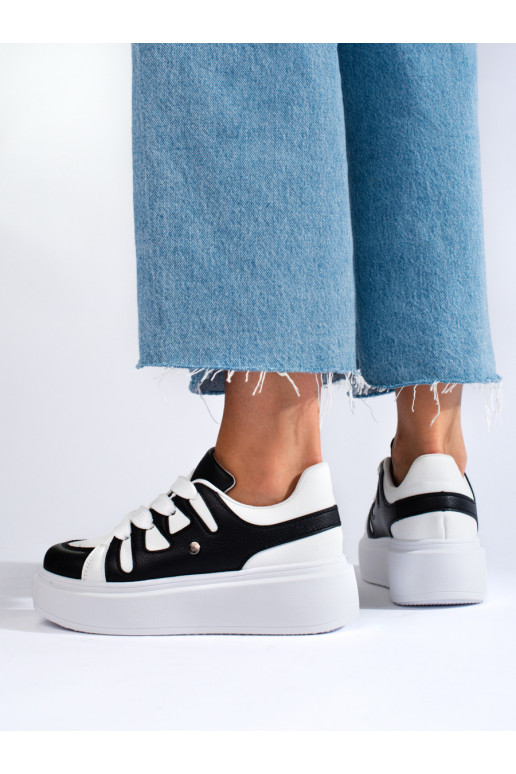 Juodos ir-baltos spalvos  modelio batai su masyvia platforma Shelovet