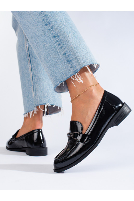 su lako efektu  mokasinai juodos spalvos Shelovet