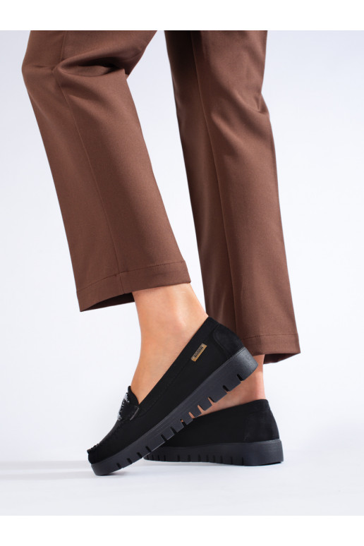 iš zomšos juodos spalvos mokasinai su masyviu kulnu Shelovet iš zomšos juodos spalvos mokasinai su masyviu kulnu Shelovet