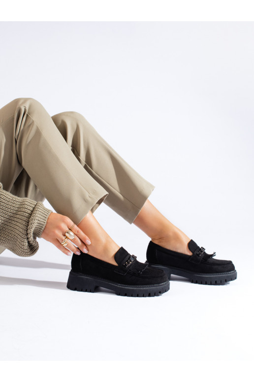 iš zomšos juodos spalvos moteriški mokasinai Shelovet iš zomšos juodos spalvos moteriški mokasinai Shelovet