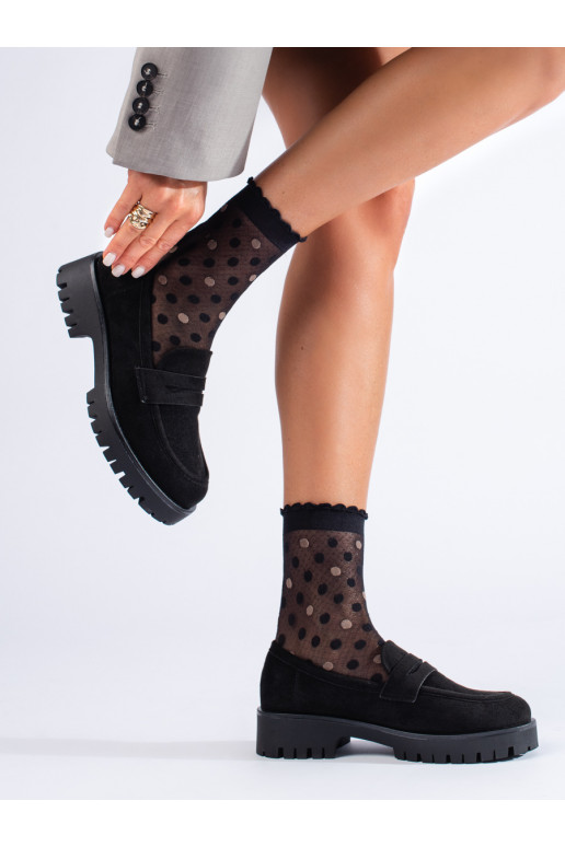 iš zomšos mokasinai su masyviu kulnu Shelovet iš zomšos mokasinai su masyviu kulnu Shelovet