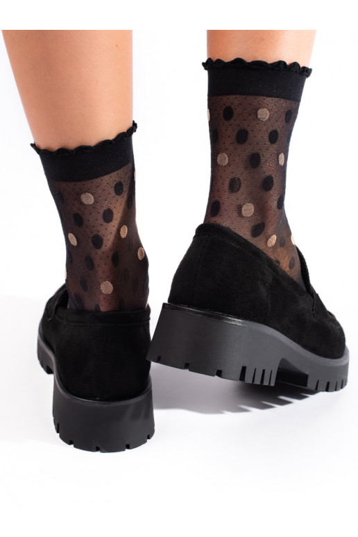 iš zomšos mokasinai su masyviu kulnu Shelovet iš zomšos mokasinai su masyviu kulnu Shelovet