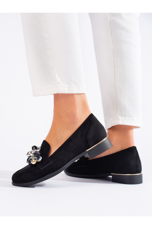 Juodos spalvos lords stiliaus batai  su kristaliukais Shelovet