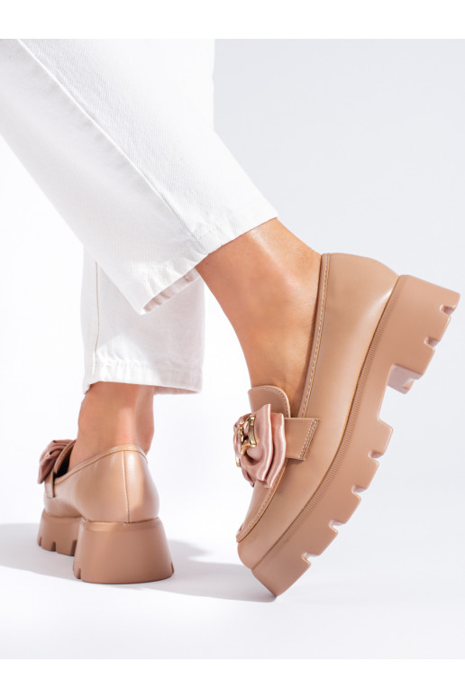 smėlio spalvos mokasinai su kaspinėliu Shelovet smėlio spalvos mokasinai su kaspinėliu Shelovet