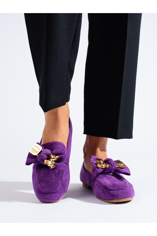 Violetinės spalvos mokasinai iš zomšos  Shelovet Violetinės spalvos mokasinai iš zomšos  Shelovet