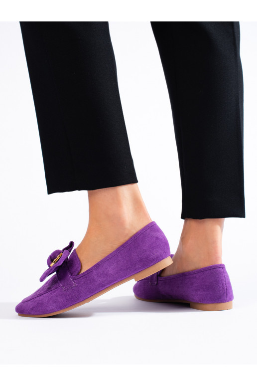 Violetinės spalvos mokasinai iš zomšos  Shelovet Violetinės spalvos mokasinai iš zomšos  Shelovet