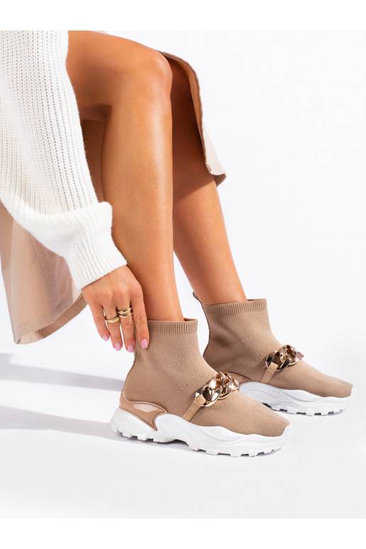 Įsispiriamo modelio Sneakers batai modelio batai su dekoratyvine grandinėle  Shelovet rudos spalvos