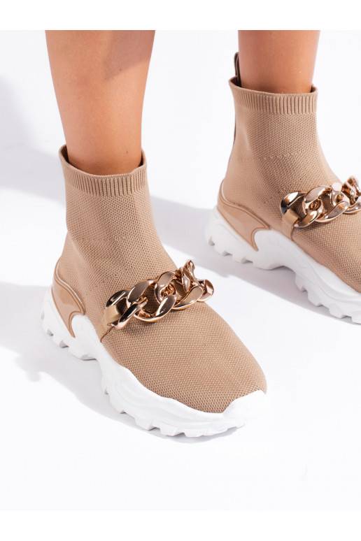 Įsispiriamo modelio Sneakers batai modelio batai su dekoratyvine grandinėle  Shelovet rudos spalvos