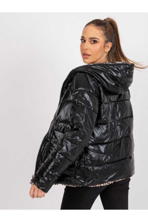 Juoda apverčiama striukė su gobtuvu Arta